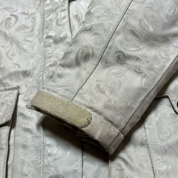 Helly Hansen Vtg White Gold Floral Parka Puffer Hood Hilton Winter Ski Jacket S - Picture 6 of 12